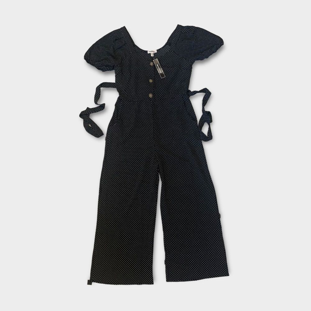 Womens Polka Dot Romper Size M Cap Sleeve Tie Waist Jumpsuit Summer Vintage
